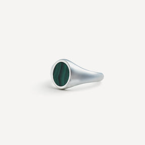 Malachite Signet Ring - Silver
