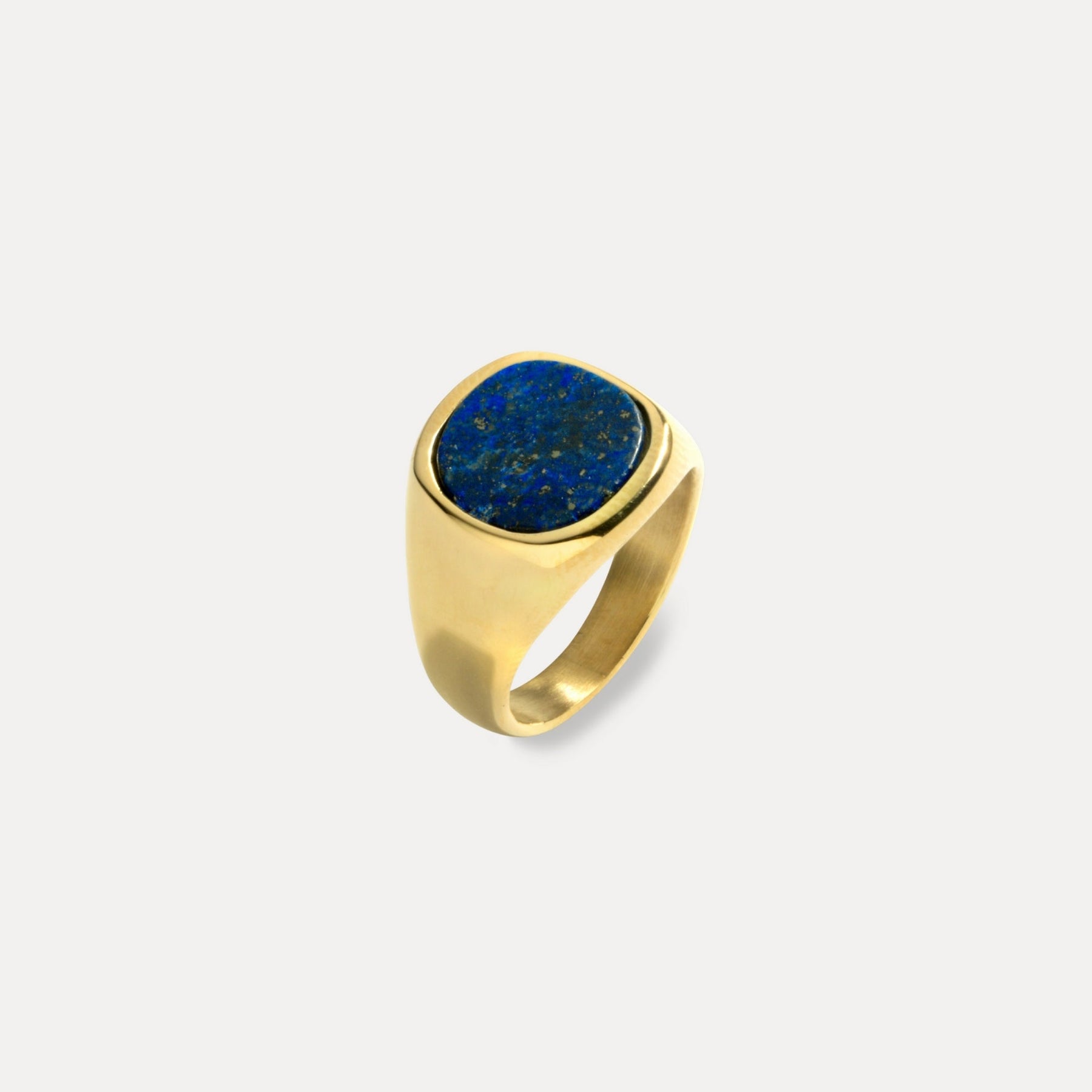 Large Lapis Signet Ring - Gold