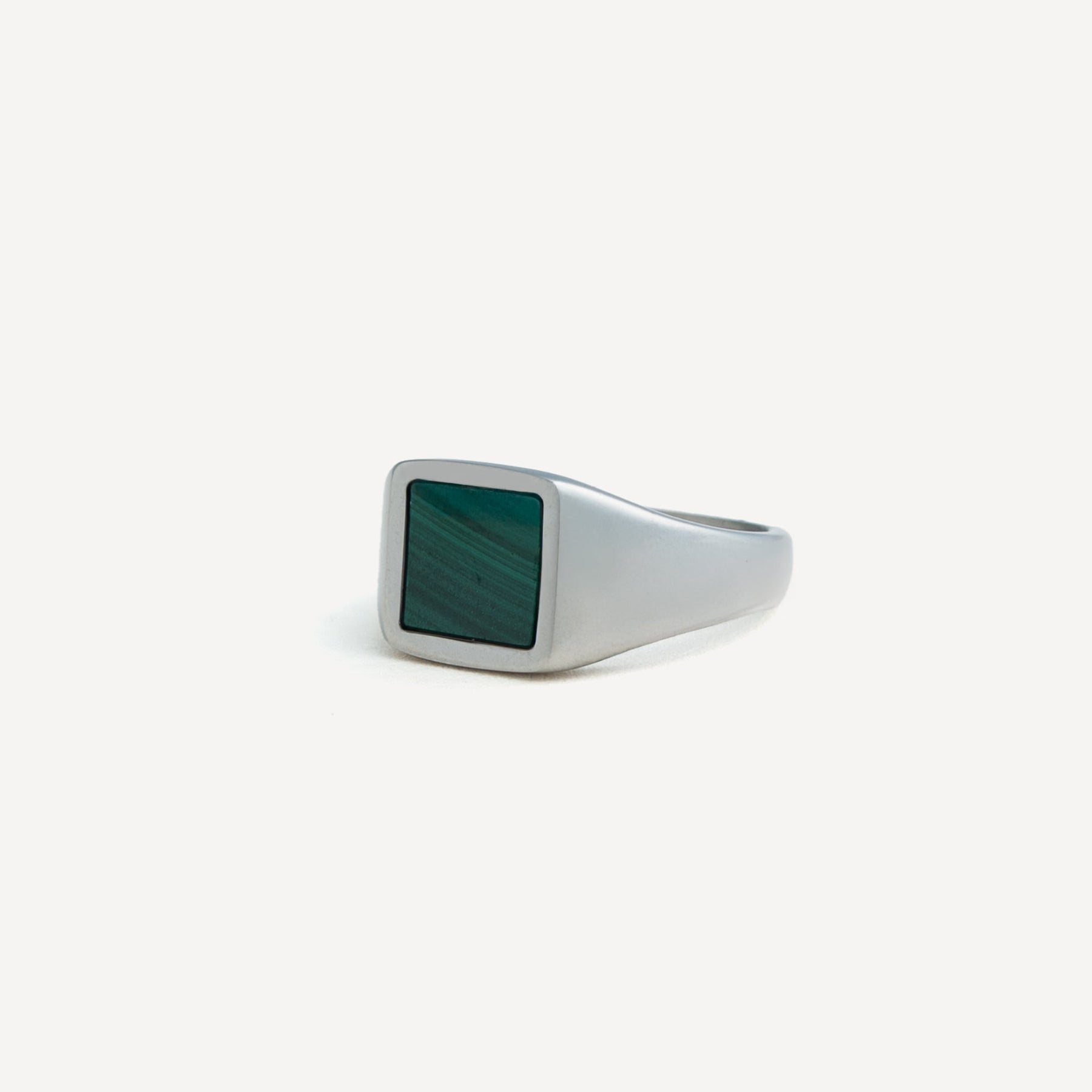 Square Malachite Ring - Silver