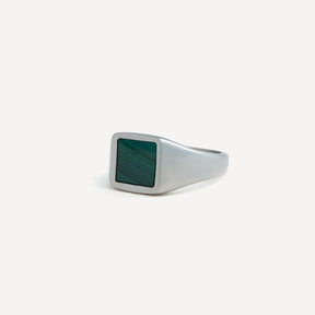 Square Malachite Ring - Silver