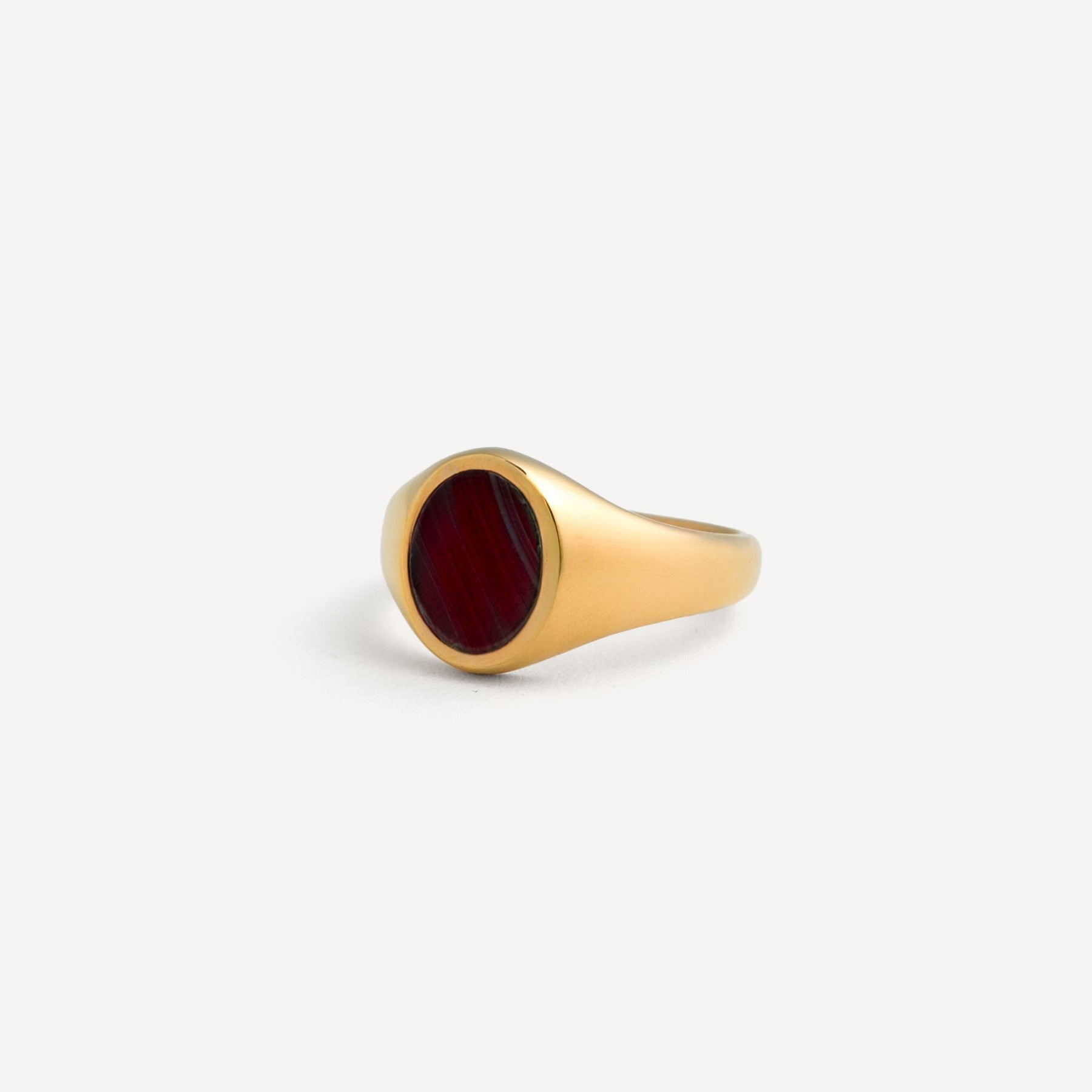 Red Tigers Eye Oval Ring - Gold