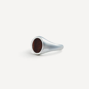 Red Tigers Eye Oval Ring - Silver