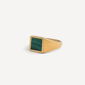 Square Malachite Ring - Gold