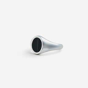 White Line Onyx Ring - Silver