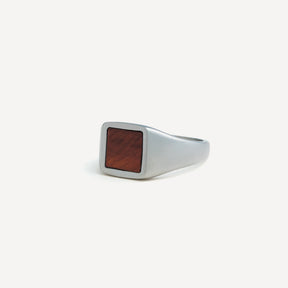 Square Red Tigers Eye Ring - Silver