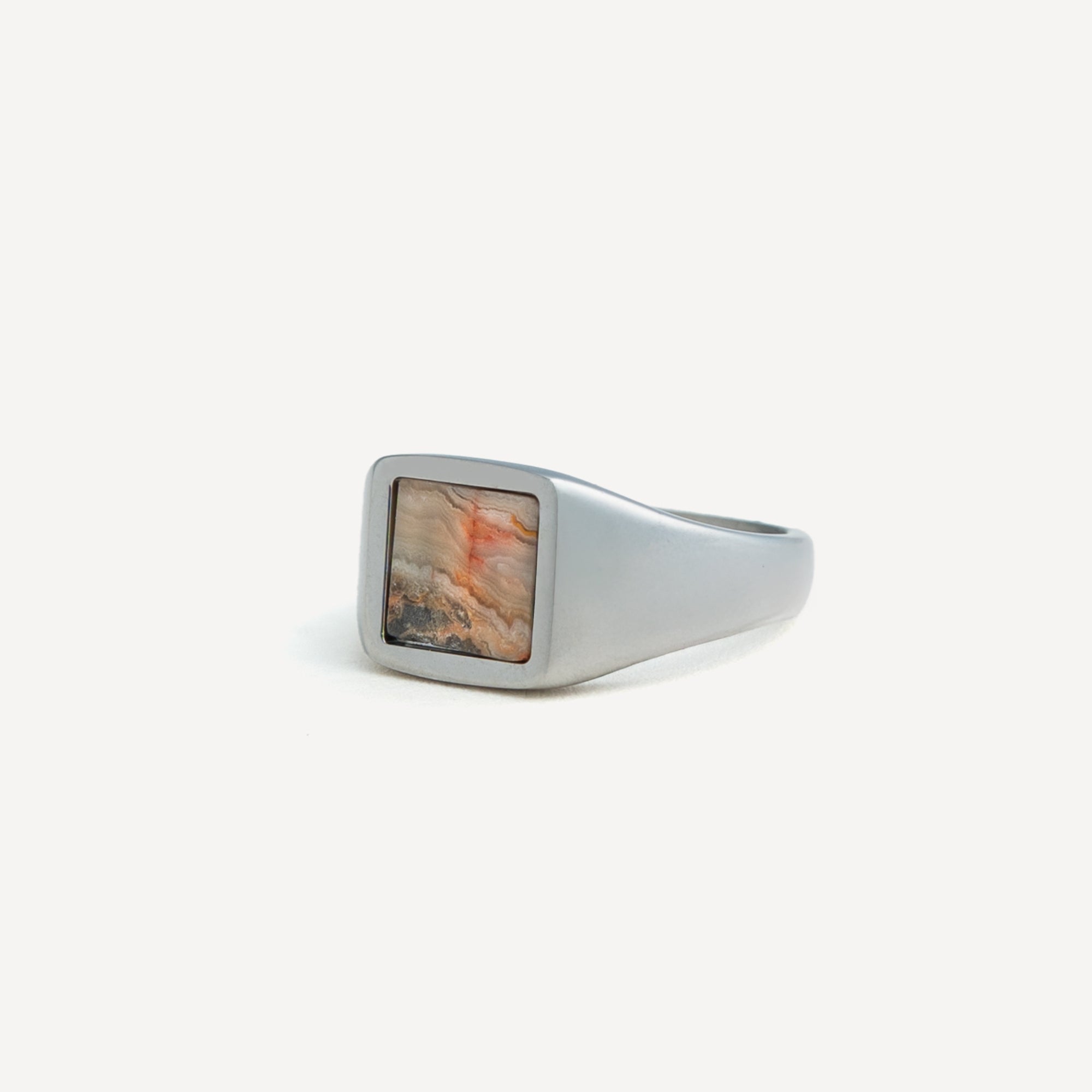 Square Crazy Onyx Ring - Silver