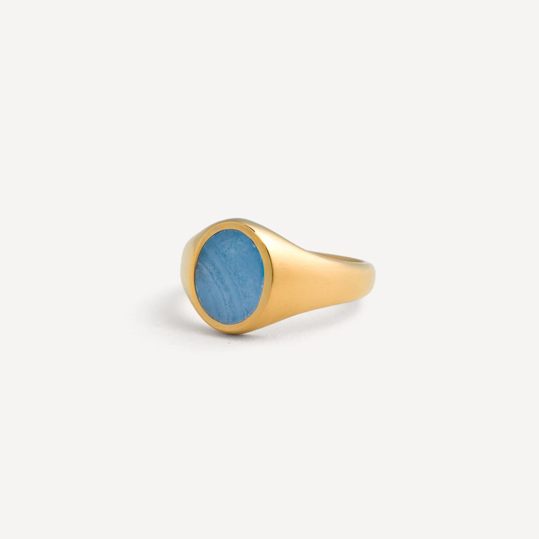 Blue Lace Agate Ring - Gold