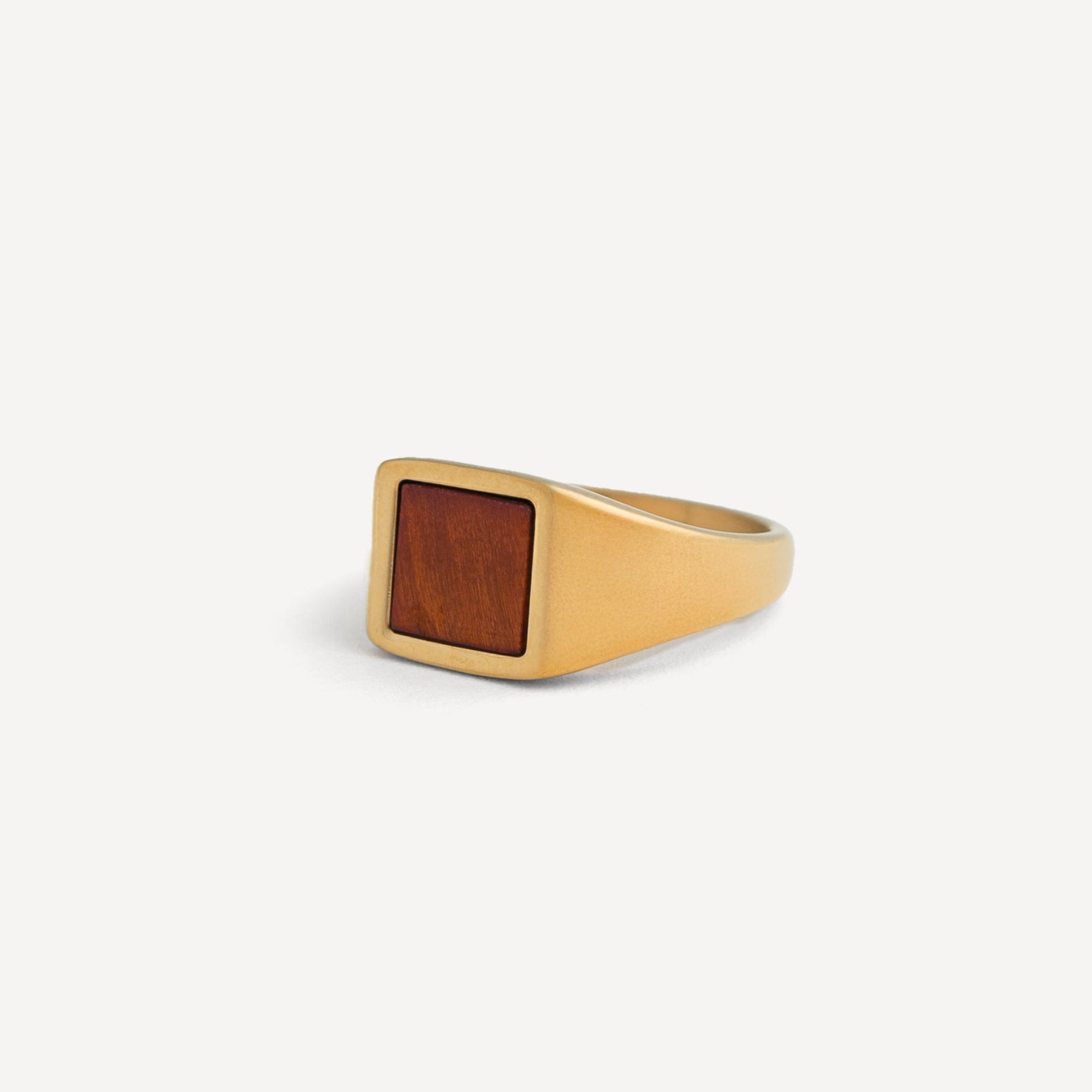 Square Red Tigers Eye Ring - Gold