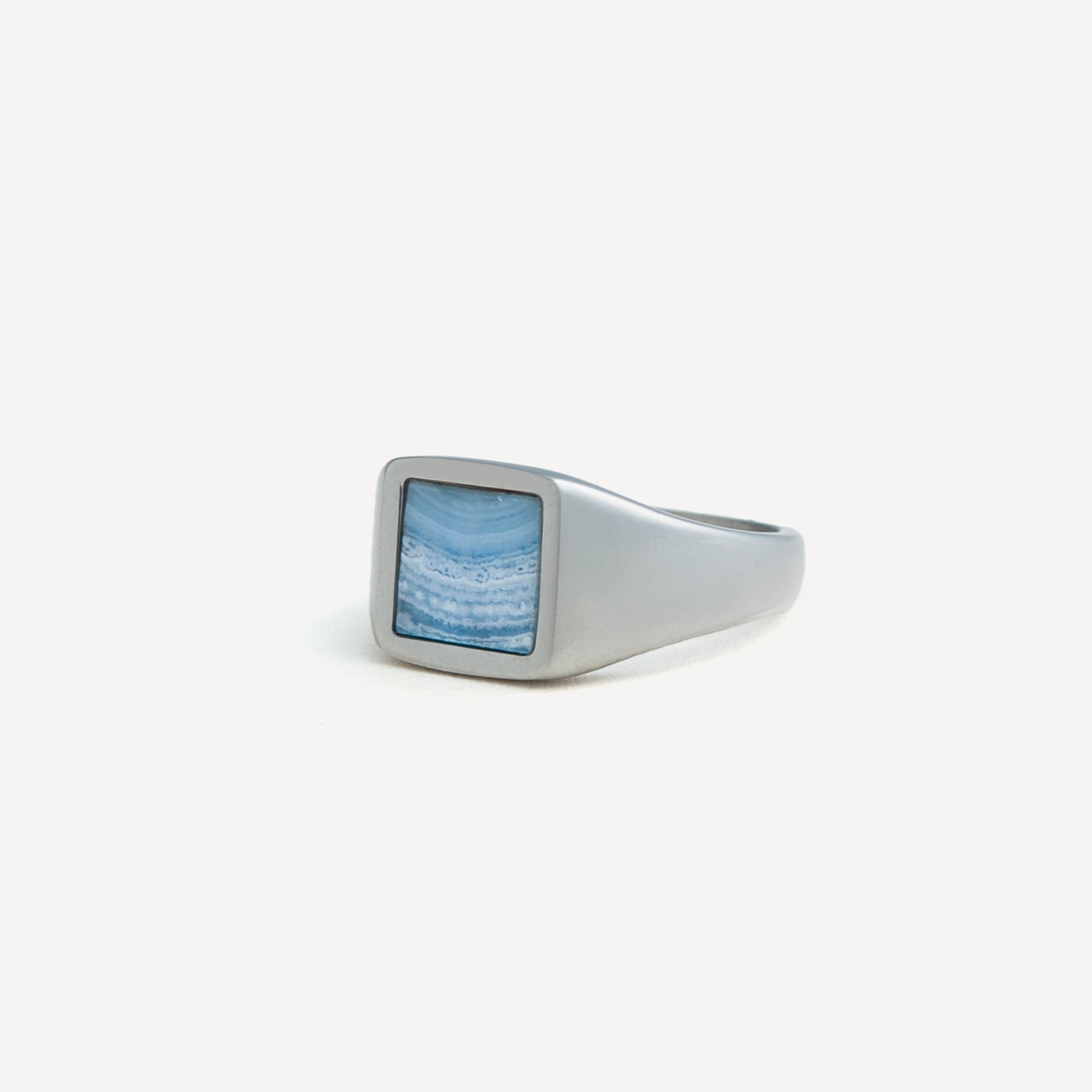 Square Blue Lace Ring - Silver