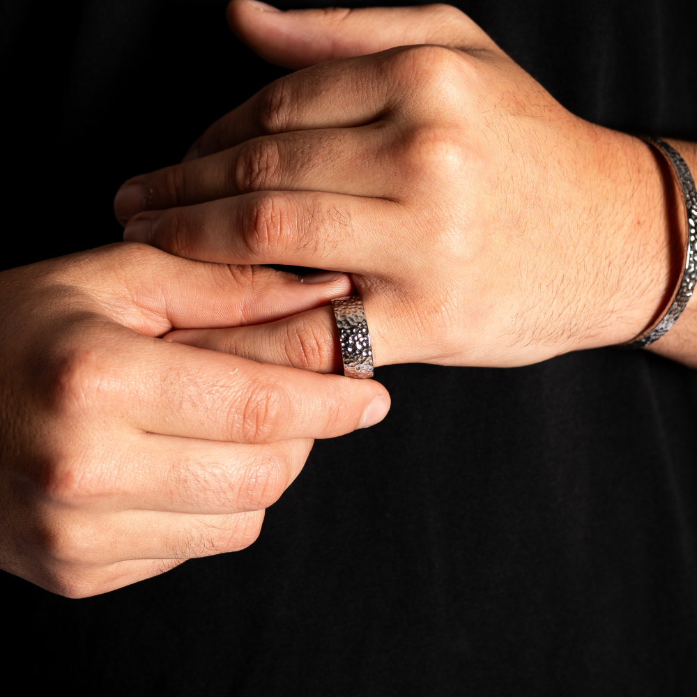 Chunky Hammered Band - Silver