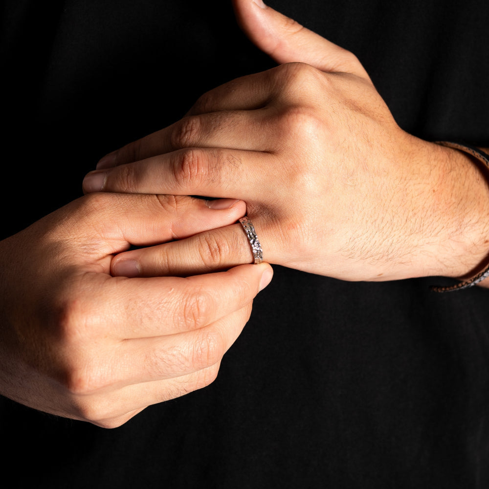 Hammered Band Ring - Silver