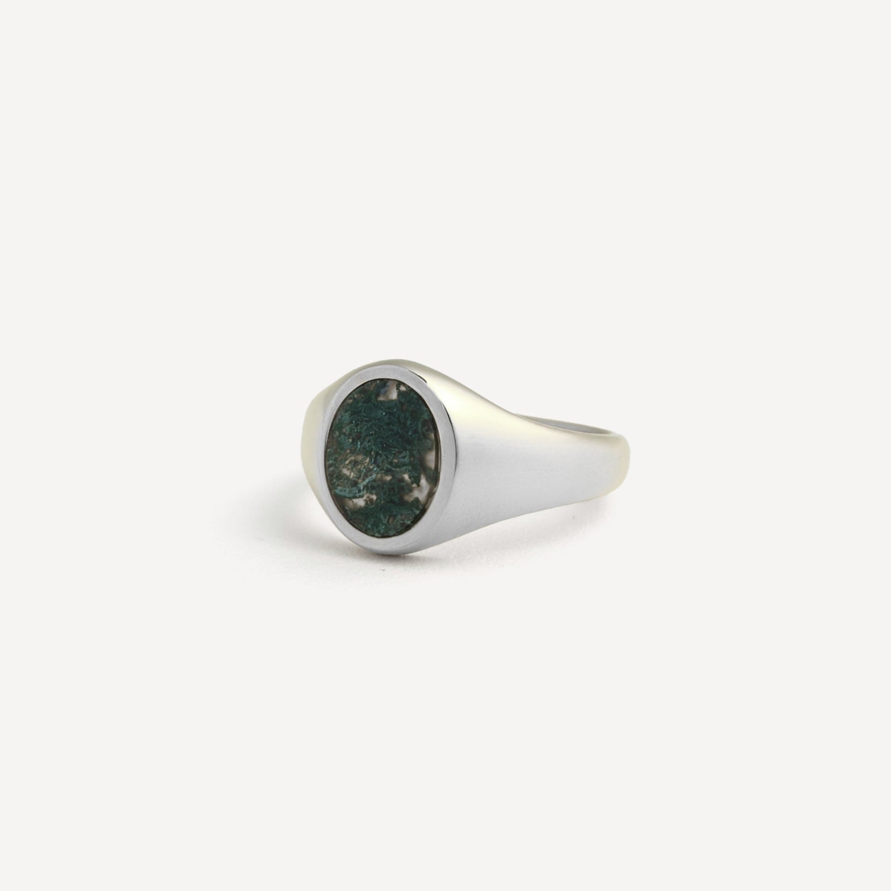 Moss Agate Signet Ring - Silver