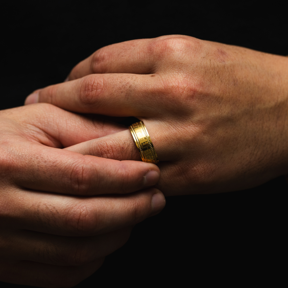 Mens Greek Band Ring - Gold