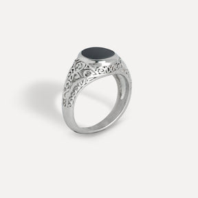 Signet Noir Ring - Silver