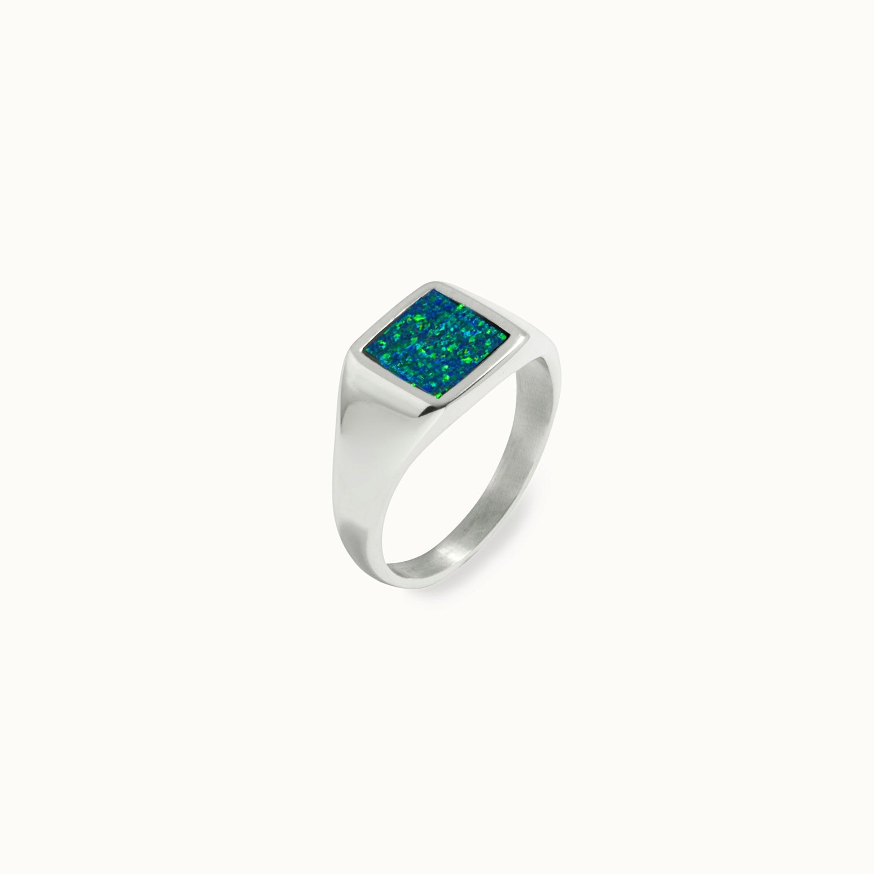 Square Opal Ring - Silver