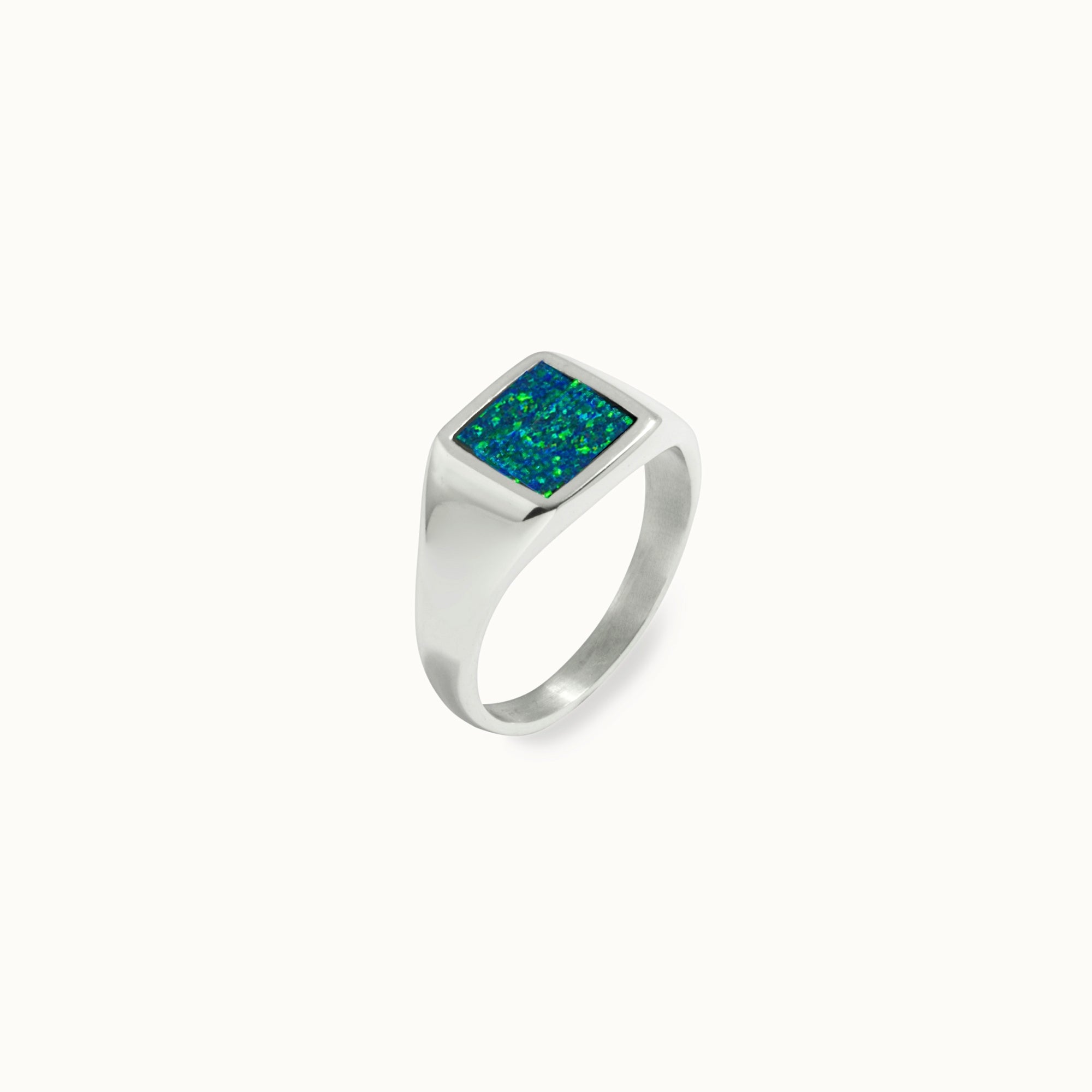 Square Opal Ring - Silver