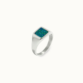 Square Opal Ring - Silver