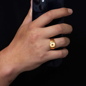 North Star Signet Red Ring - Gold