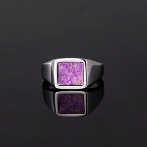 Square Purple Sugilite Ring - Silver