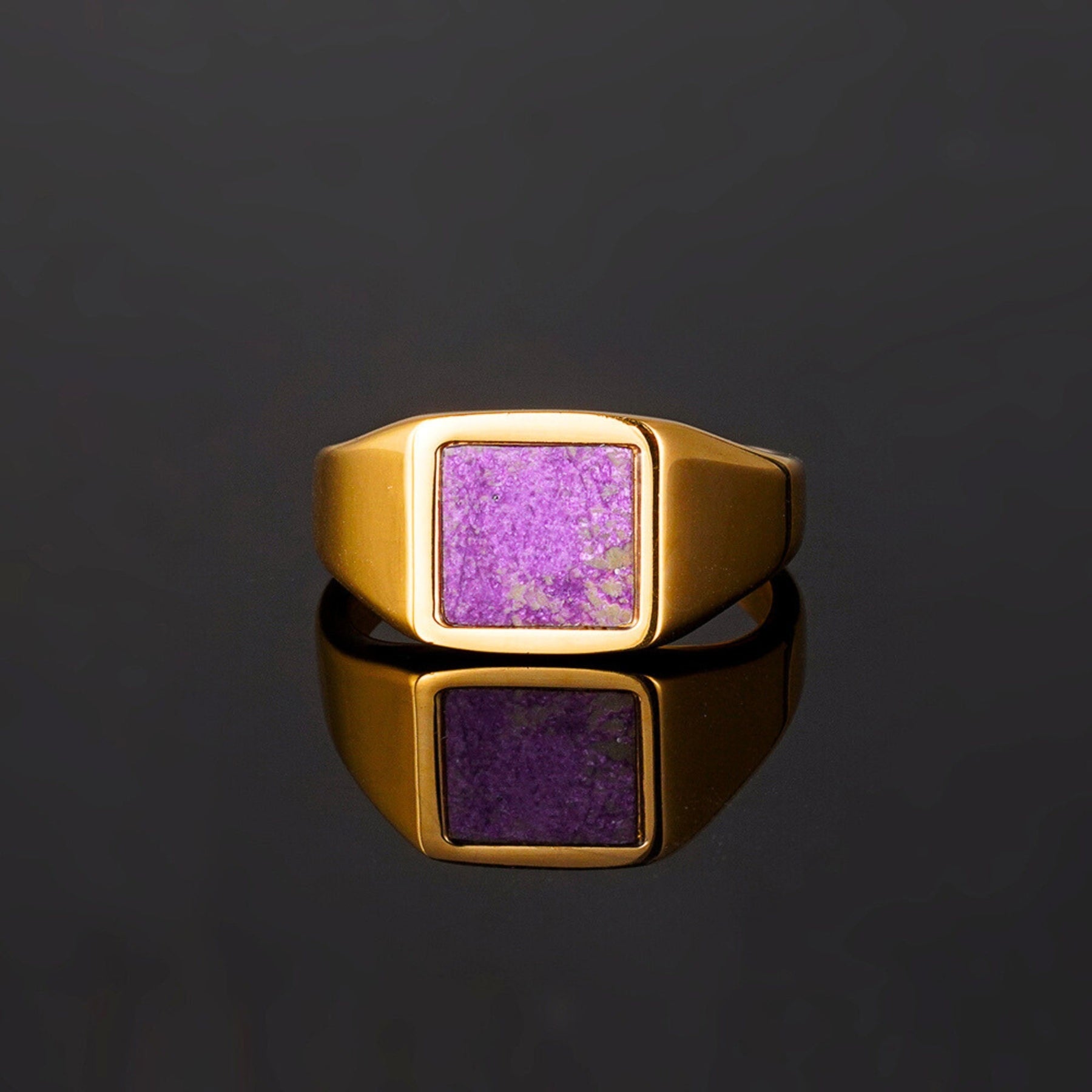 Square Purple Sugilite Ring - Gold