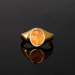 Crazy Onyx Signet Ring - Gold