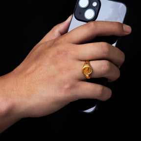 Crazy Onyx Signet Ring - Gold