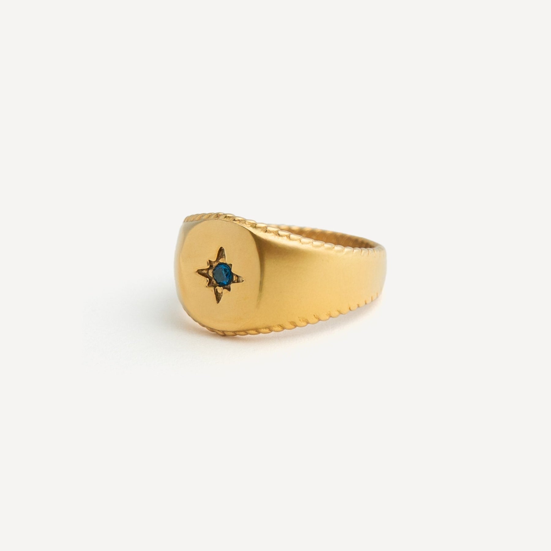 North Star Signet Blue Ring - Gold