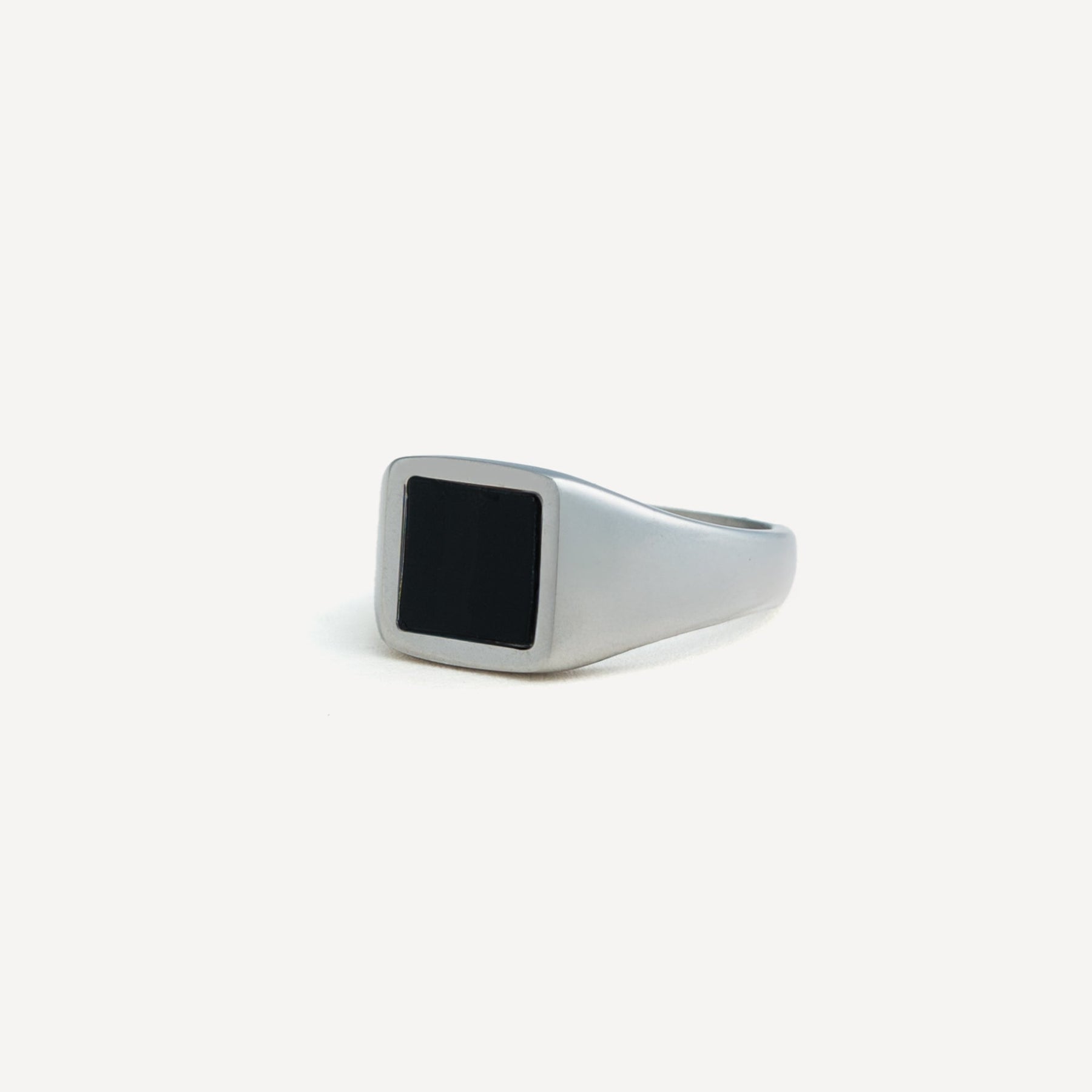 Square Onyx Ring - Silver