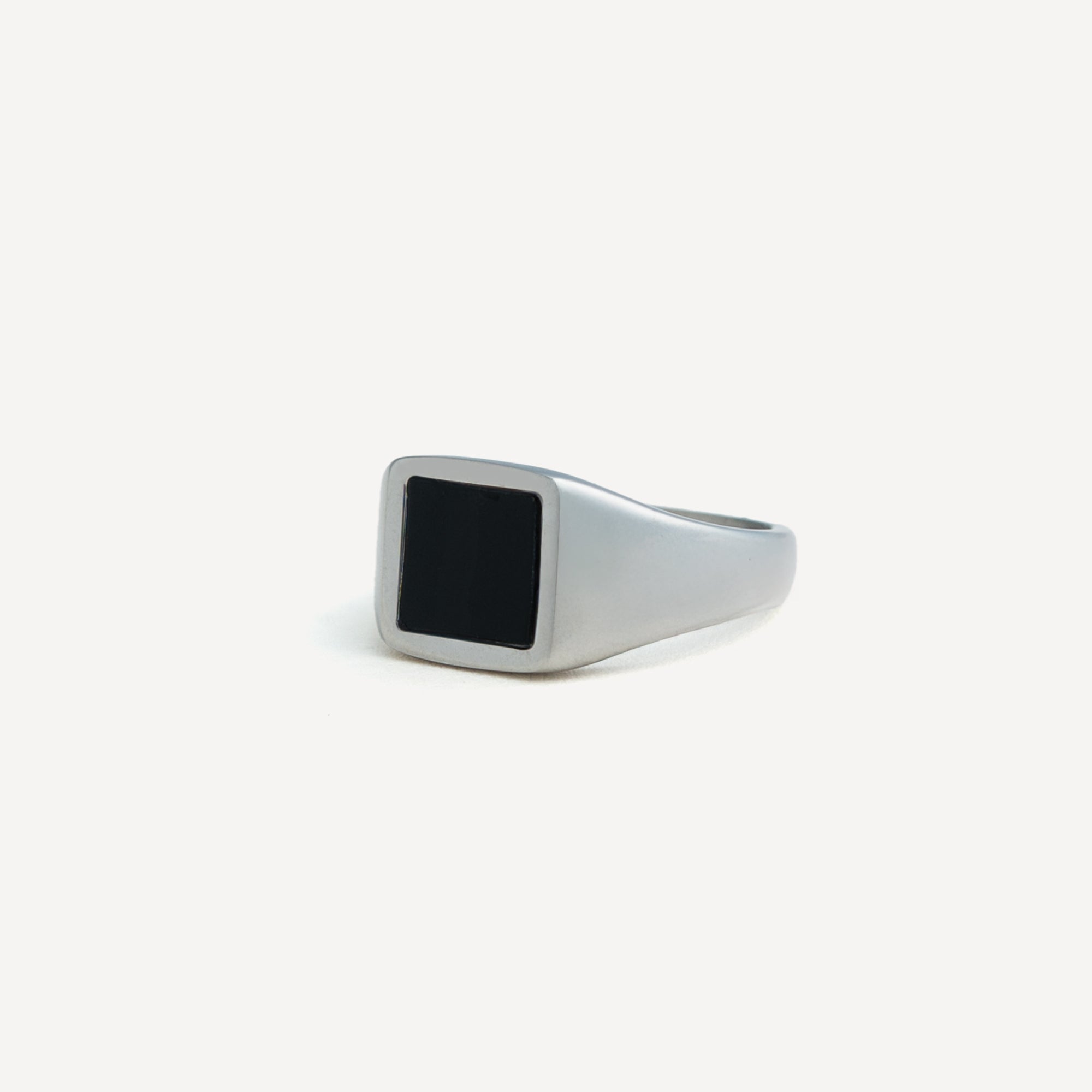 Square Onyx Ring - Silver
