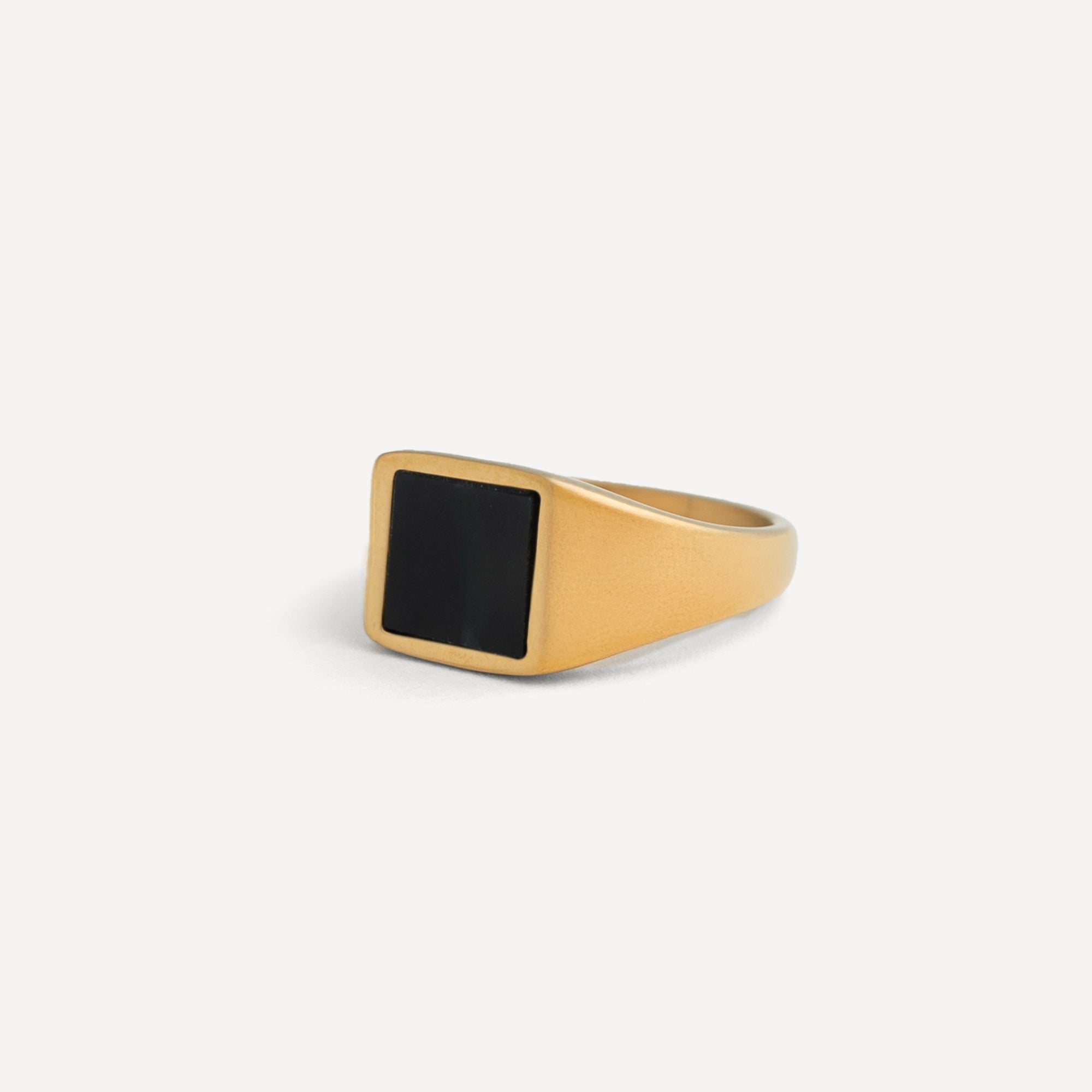 Square Onyx Ring - Gold