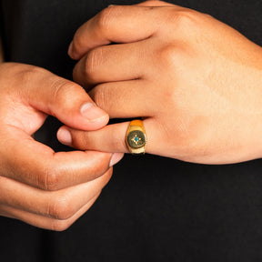 North Star Signet Blue Ring - Gold