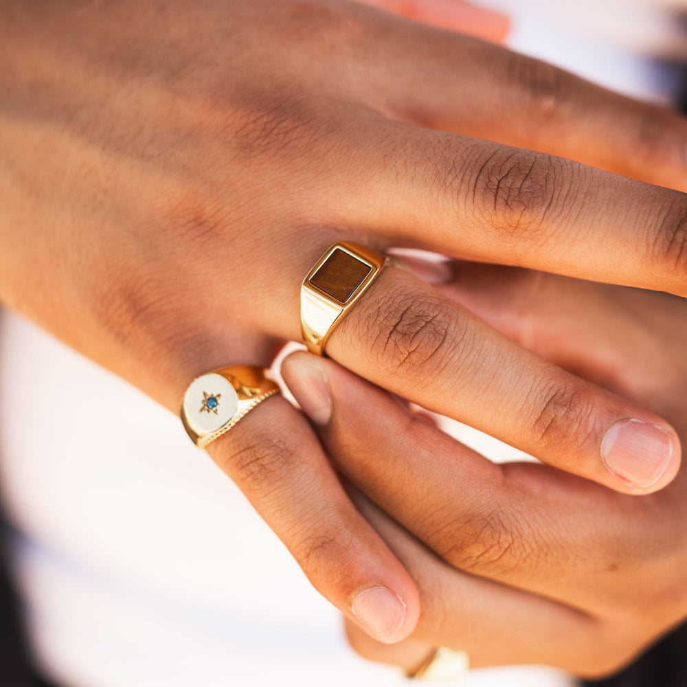 North Star Signet Red Ring - Gold