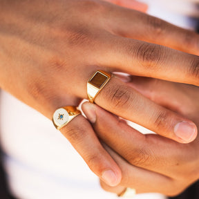 North Star Signet Red Ring - Gold