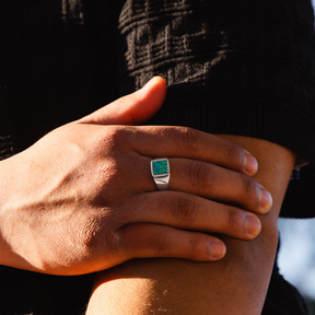 Square Opal Ring - Silver