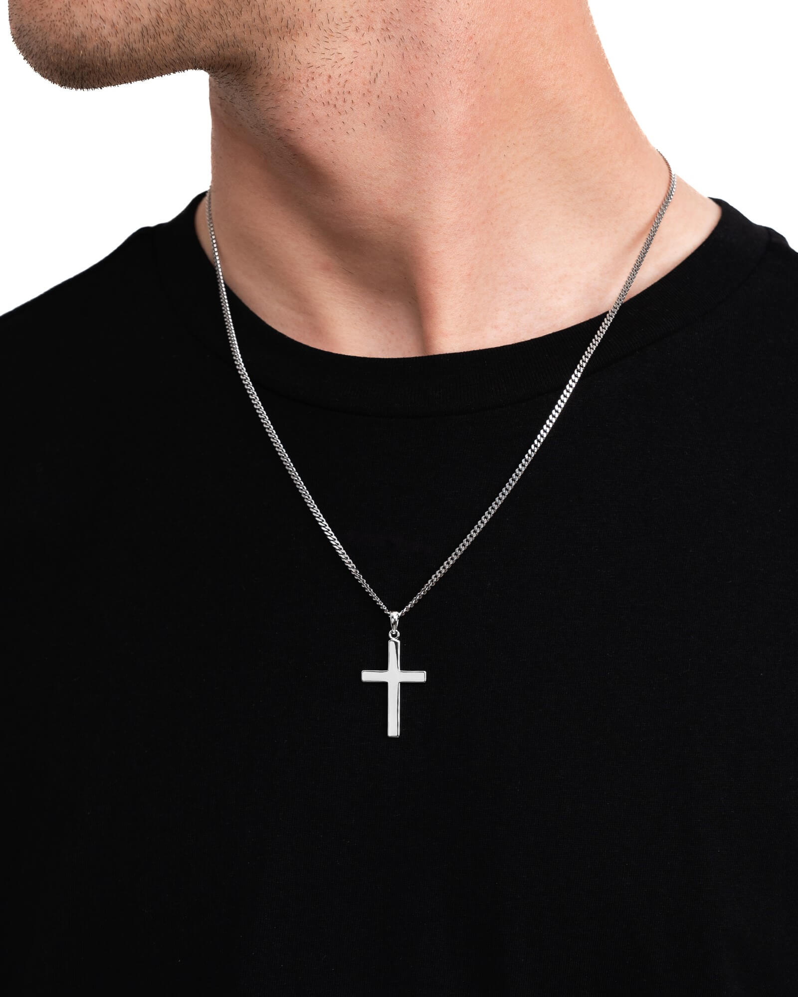 Cross necklace engraving plate pendant Polished