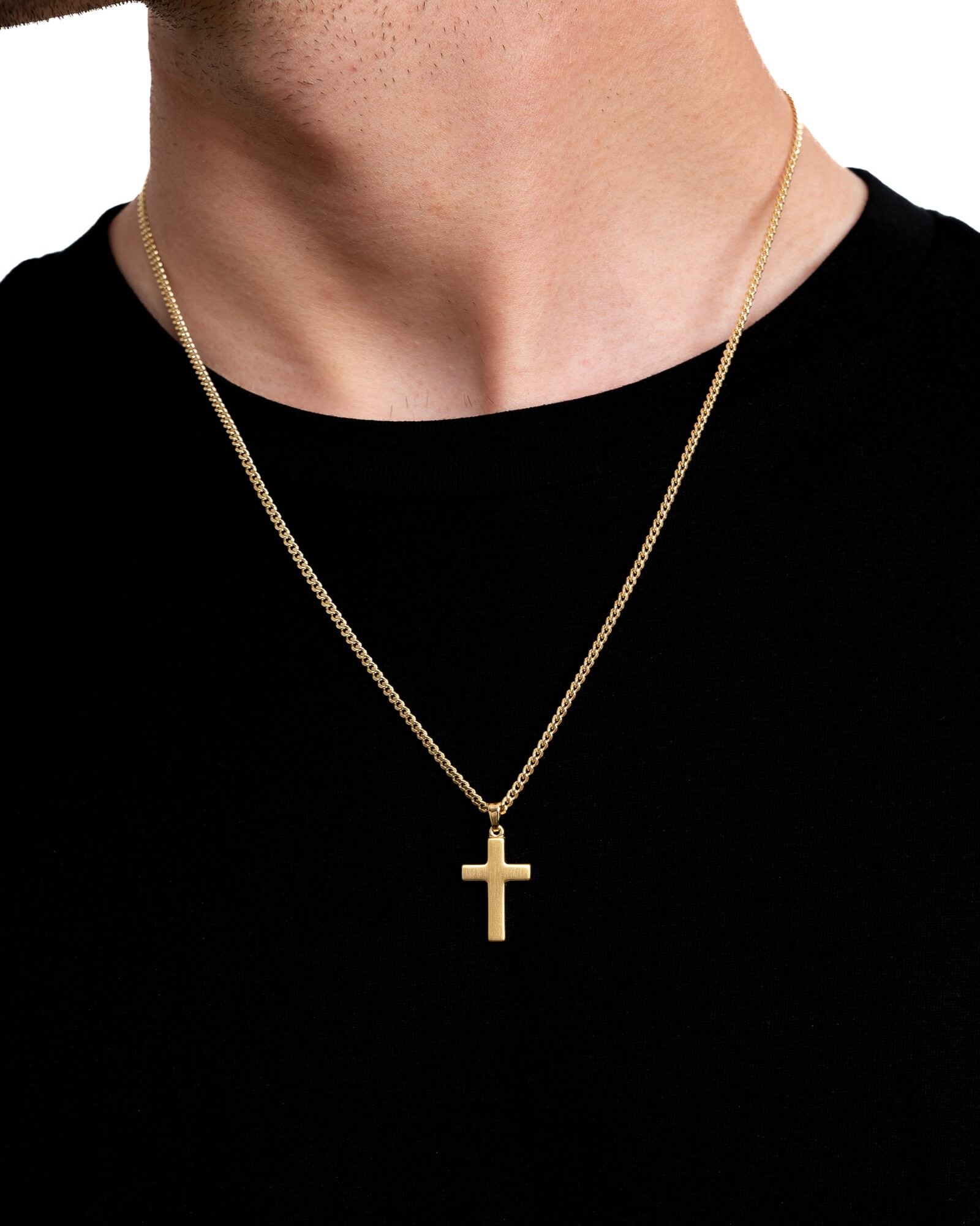 Cross necklace engraving plate pendant frosted