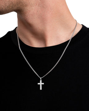 Cross necklace engraving plate pendant frosted