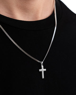 Cross necklace engraving plate pendant frosted
