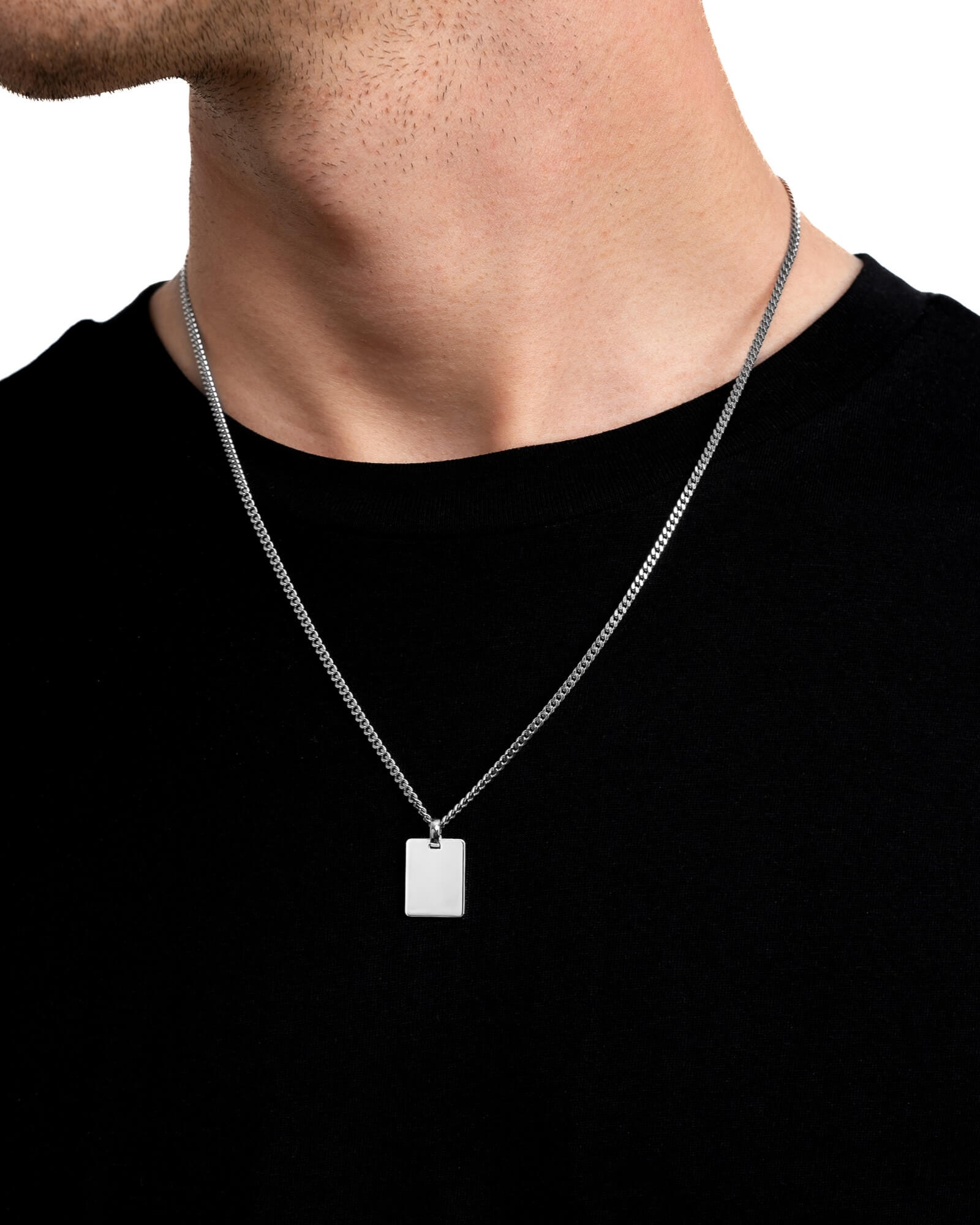 Engraving plate necklace pendant rectangle