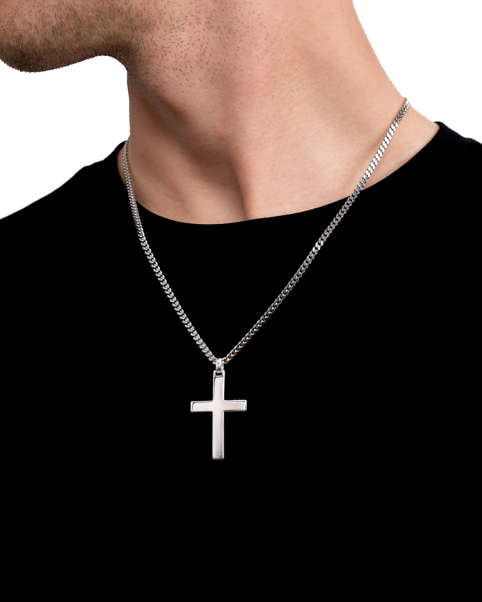 Cross necklace engraving plate pendant Polished
