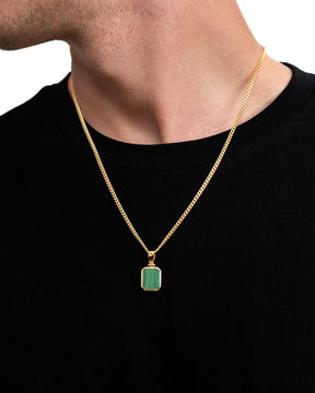 Malachite octagon engraving plate necklace