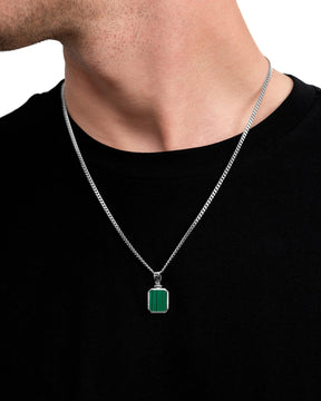 Malachite octagon engraving plate necklace