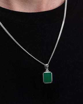 Malachite octagon engraving plate necklace
