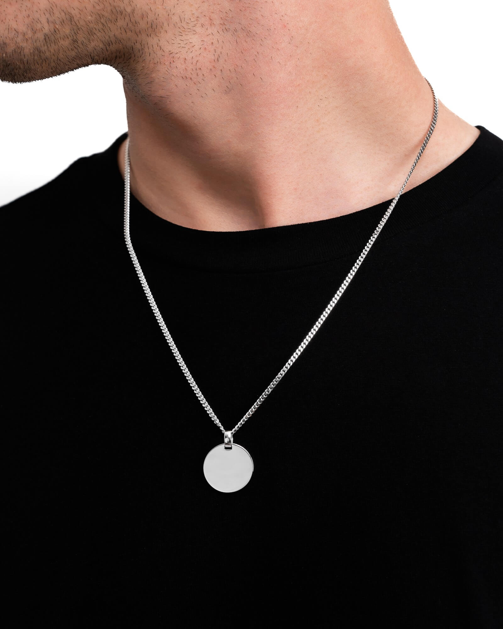 Engraving plates necklace pendant round polished