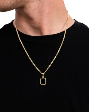 Onyx octagon engraving plate necklace
