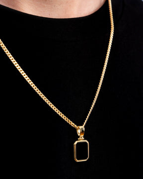 Onyx octagon engraving plate necklace