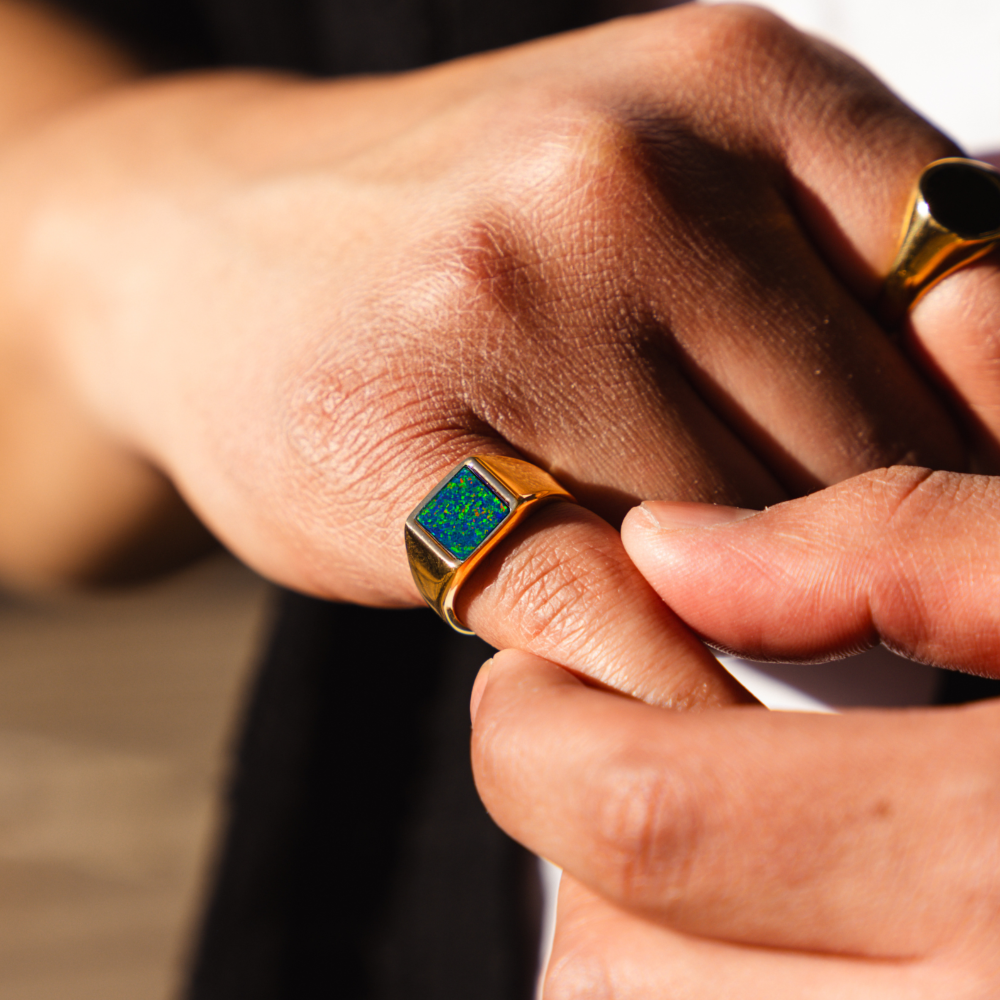 Square Opal Ring - Gold