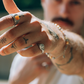 Natural Pine Signet Ring - Silver