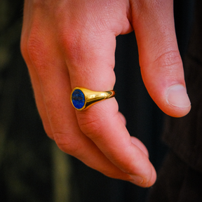 Blue Lapis Lazuli Signet Ring - Gold
