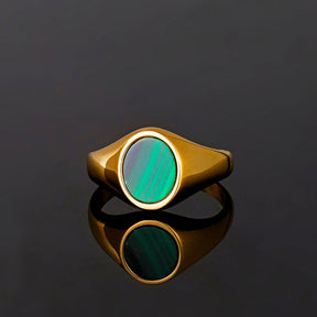 Malachite Signet Ring - Gold